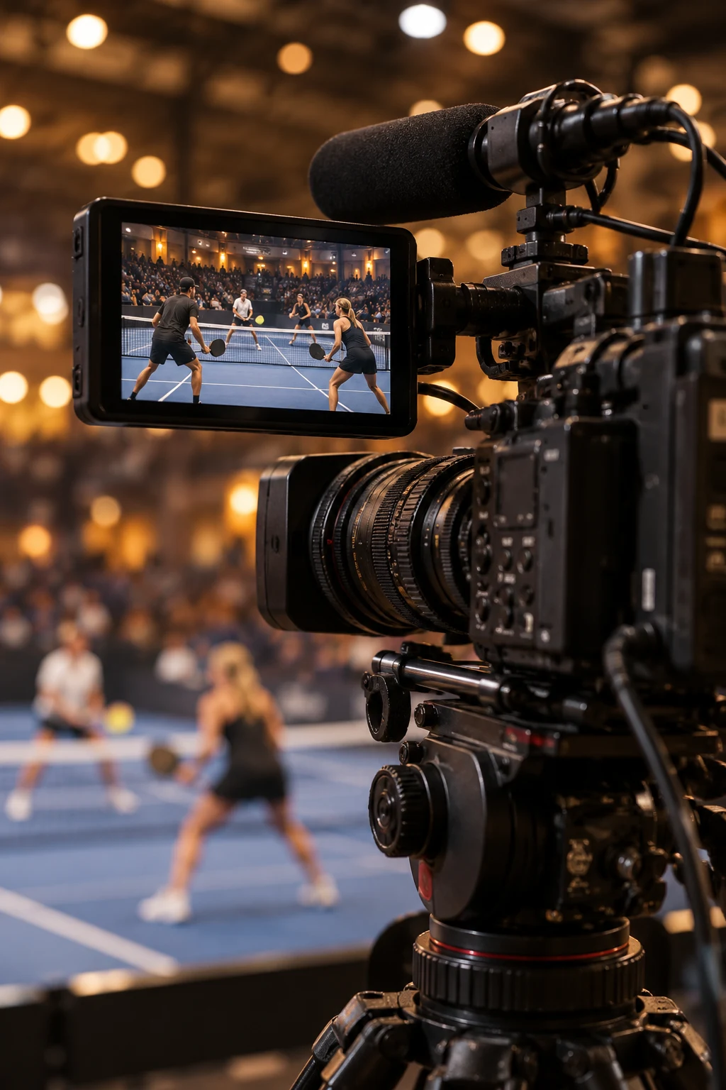 Professional camera filming a sports event