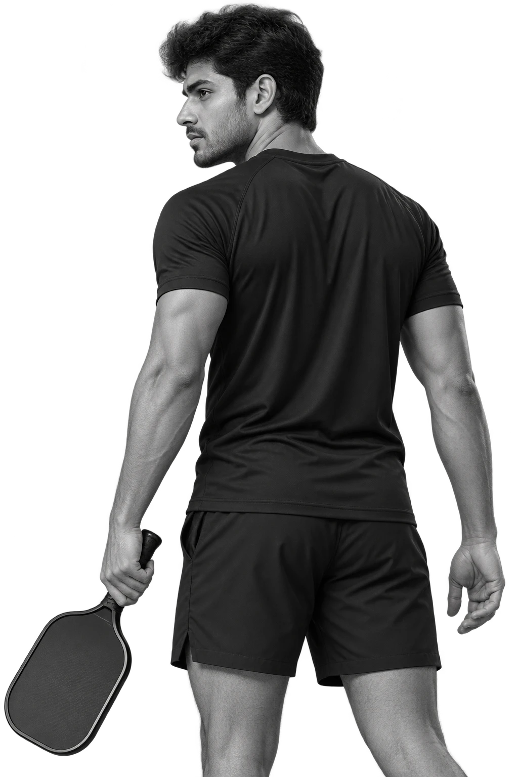 Pickleball player holding a paddle